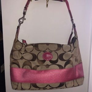 Coach Brown and Hot Pink Handbag